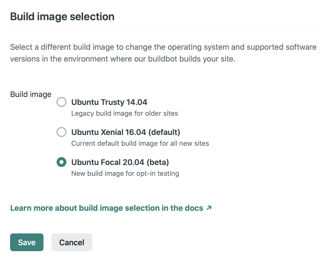 Build image selection